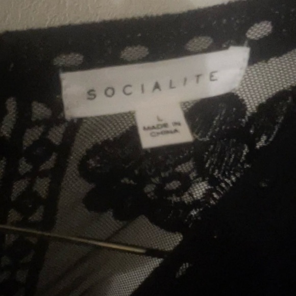 Socialite Black Sheer Lace Romper / Maxi Dress Overlay - Picture 4 of 7